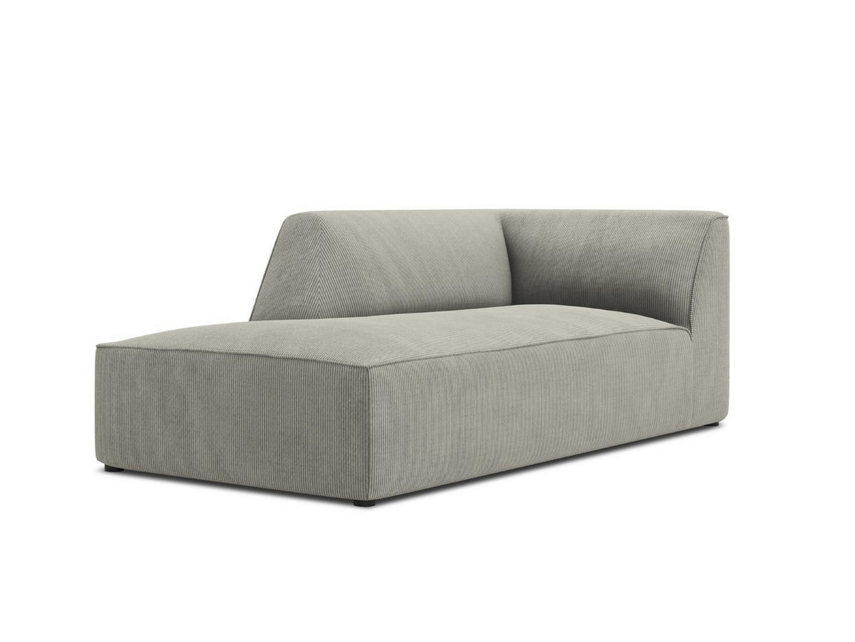 CHAISELONGUE links Ruby aus Cord hellgrau - Hellgrau, Textil (93/69/180cm) - Micadoni