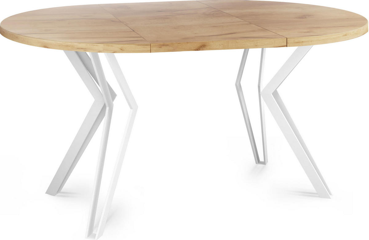ESSTISCH Austin runder ausziehbarer, Craft Eiche 100-180/100/76 cm - Eiche Wotan/Braun, Holzwerkstoff/Metall (100/180/76cm) - WFL GROUP