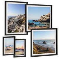 BILDER SET 5er Set - 50x50 cm & 20x30 cm & 40x60 cm Schwarzer Rahmen - Naturlandschaft der Bergseen - Schwarz, Kunststoff (40/60cm) - TULUP