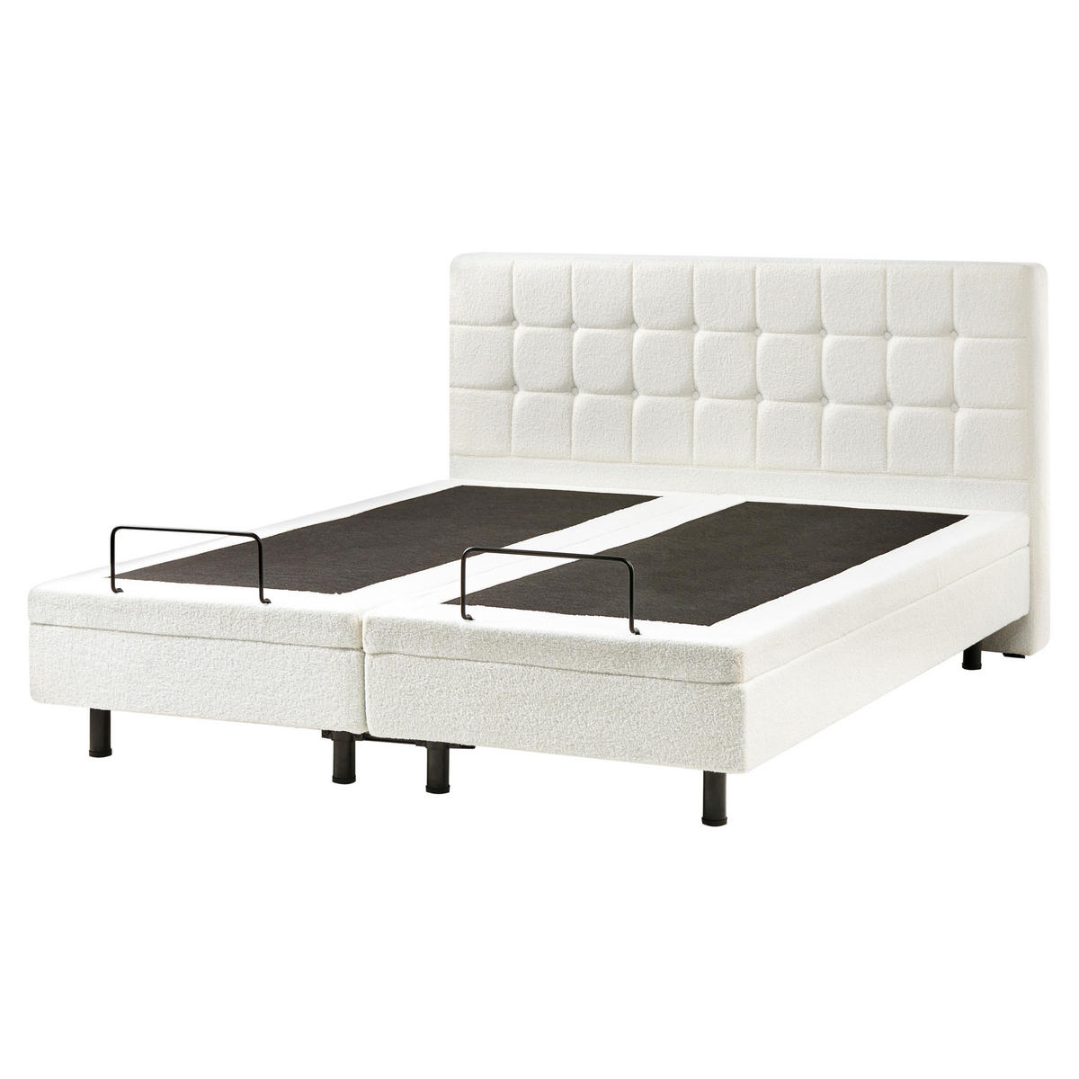 BETT verstellbar 160/200 cm Bouclé Cremeweiß Duke - Creme, Textil (160/200cm) - Beliani