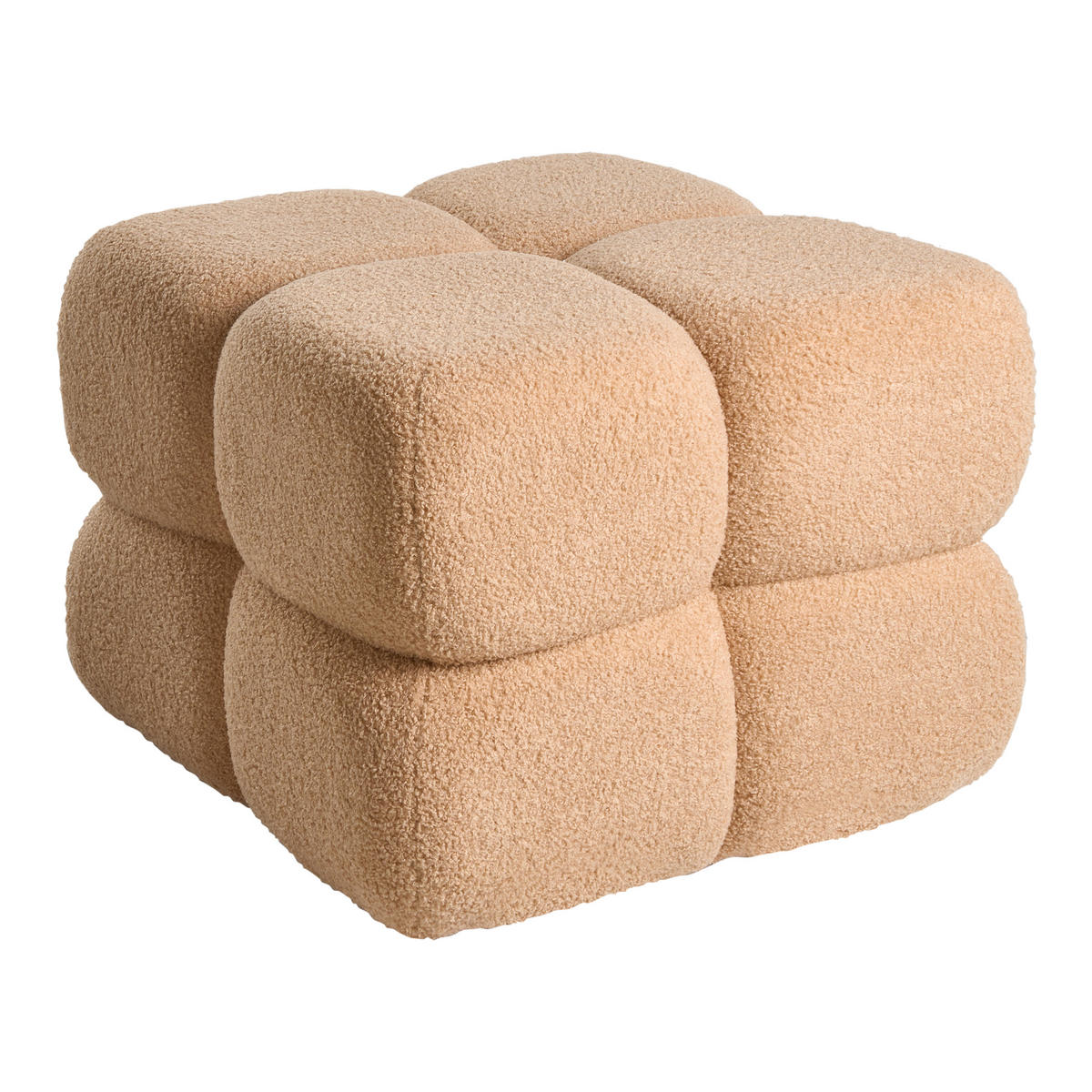 POUF Bouclé Beige Caliente - Beige, Textil (60/44/60cm) - Beliani