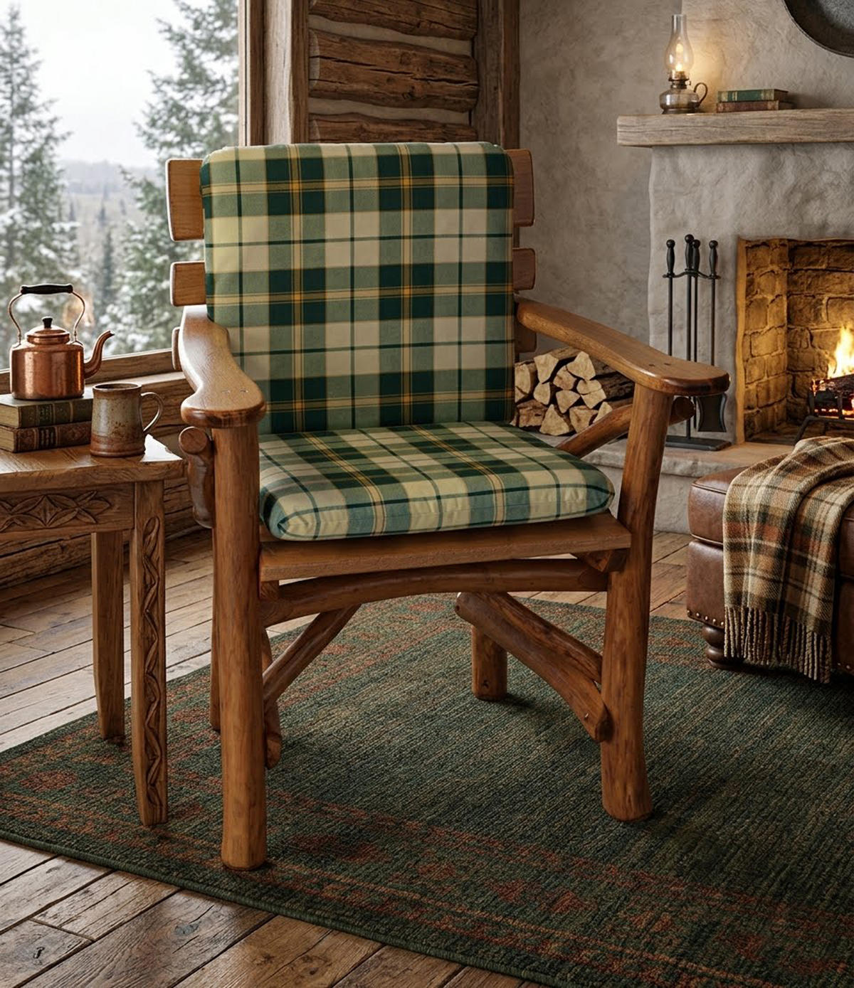 GARTENSESSEL-AUFLAGE Deluxe Brockton Grün/Beige kariert - Grün, Textil (48/7/88cm) - TPFGarden