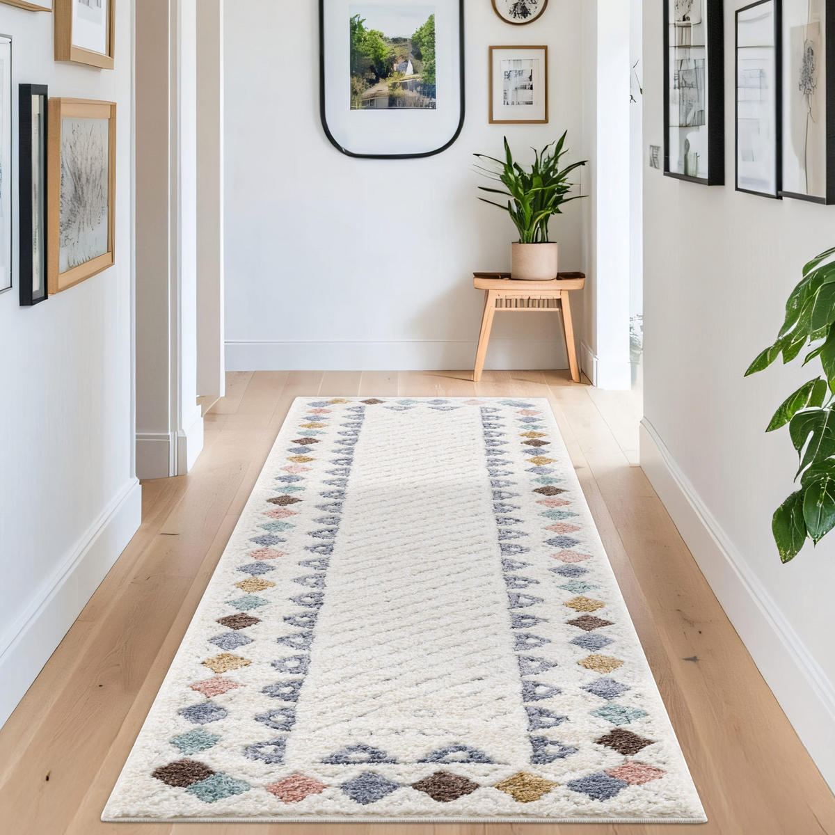 HOCHFLOR-TEPPICH Focus 3034 Multi 80x300 cm - Multicolor/Creme, Textil (80/300cm) - carpet city