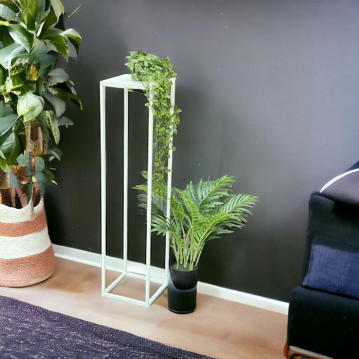 BLUMENHOCKER eckig 3er Set Metall Grün 25,5-34,5 cm - Grün, Metall (22.5/25.5/22.5cm) - DanDiBo