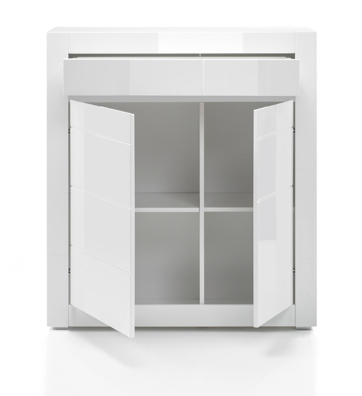 KOMMODE Hochglanz weiß, Highboard 100 x 112 cm mit Soft-Close - Weiß Hochglanz/Weiß, Holzwerkstoff/Kunststoff (100/112/35cm) - Furn.Design