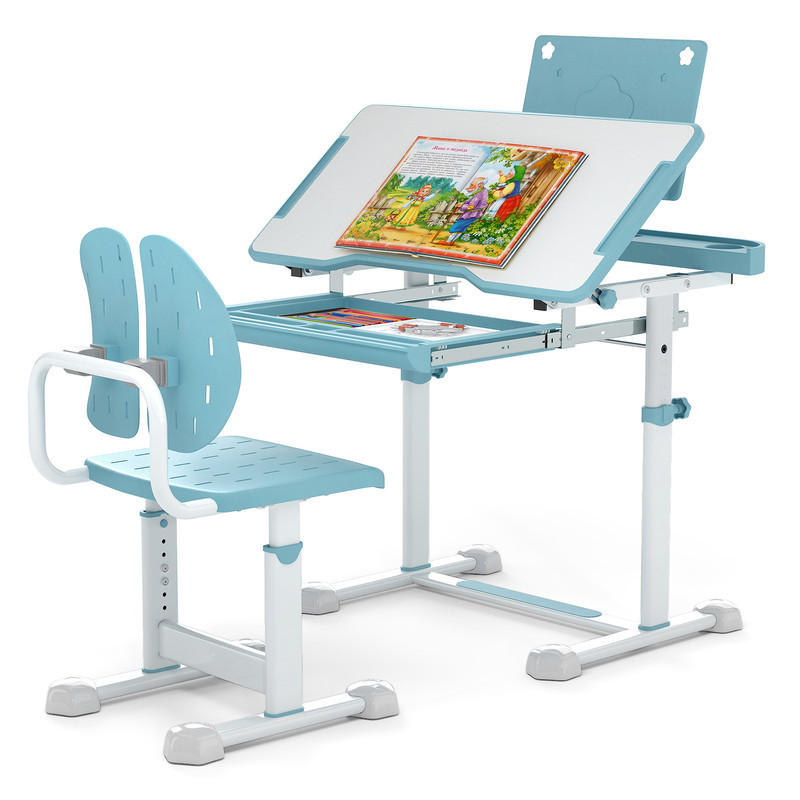 Costway Kinderschreibtisch Blau 80x83x50 cm