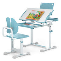 KINDERSCHREIBTISCH mit Stuhl blau(2-tlg) - Blau, Metall (80/83/50cm) - COSTWAY