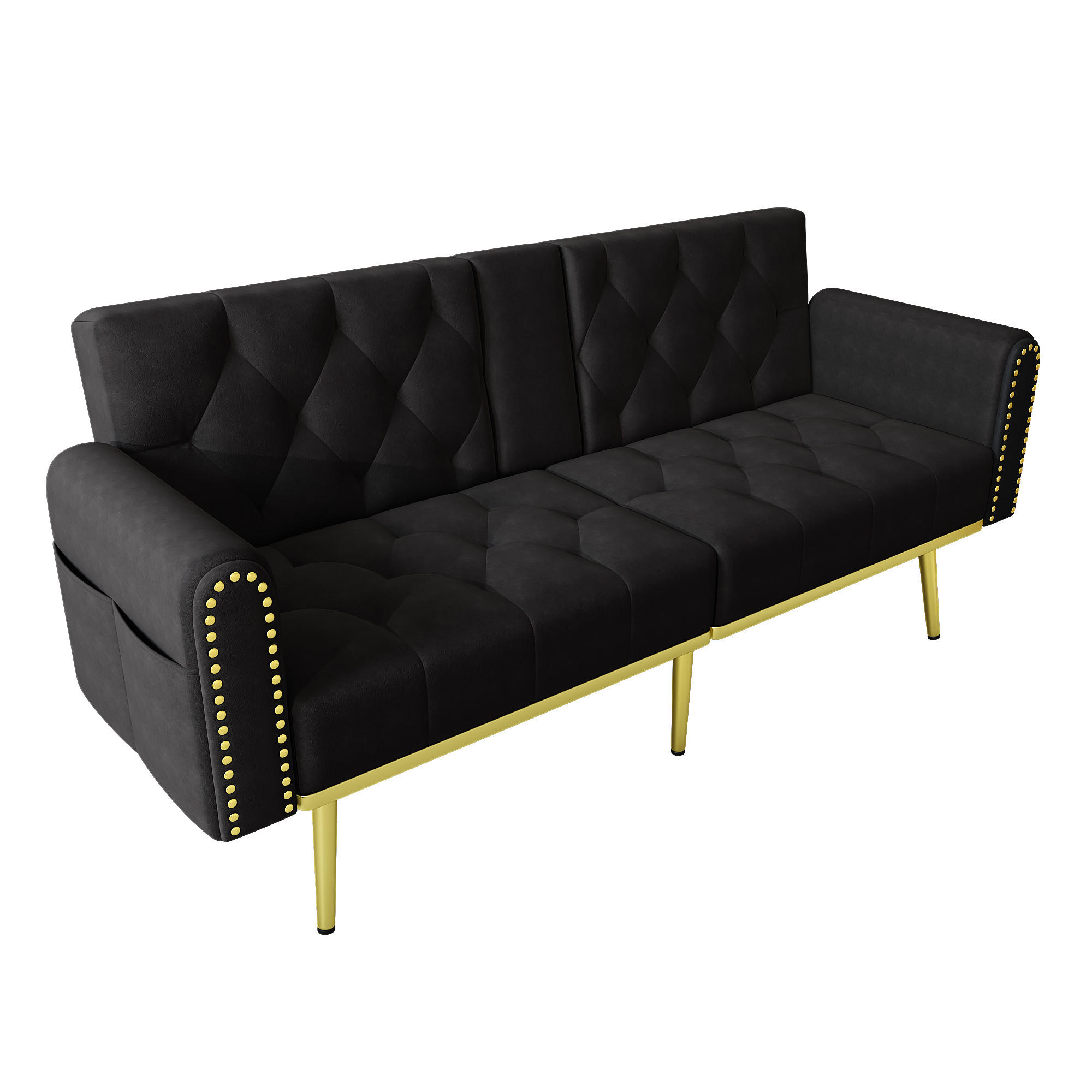 SCHLAFSOFA 175/80/73.5 cm Schwarz mit drei verstellbaren Neigungswinkeln und Getränkehalter - Schwarz, Textil (175/73.5/80cm) - Oxeza