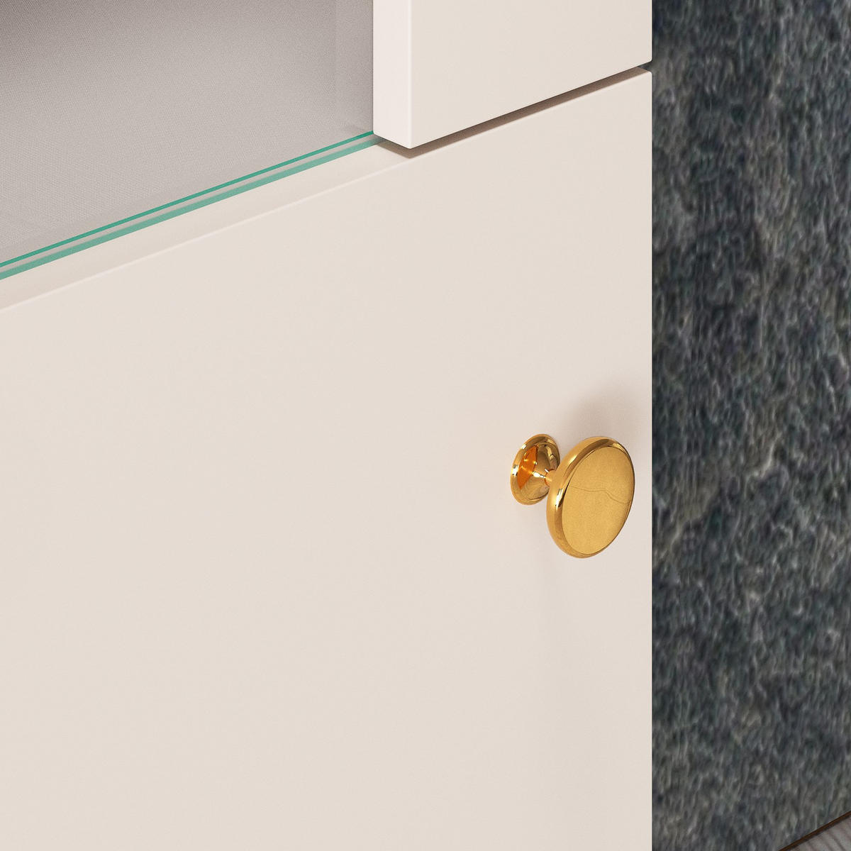 GLASVITRINE FRALIA,Creme - Creme, Glas/Holzwerkstoff (55/190/40cm) - KONSIMO®