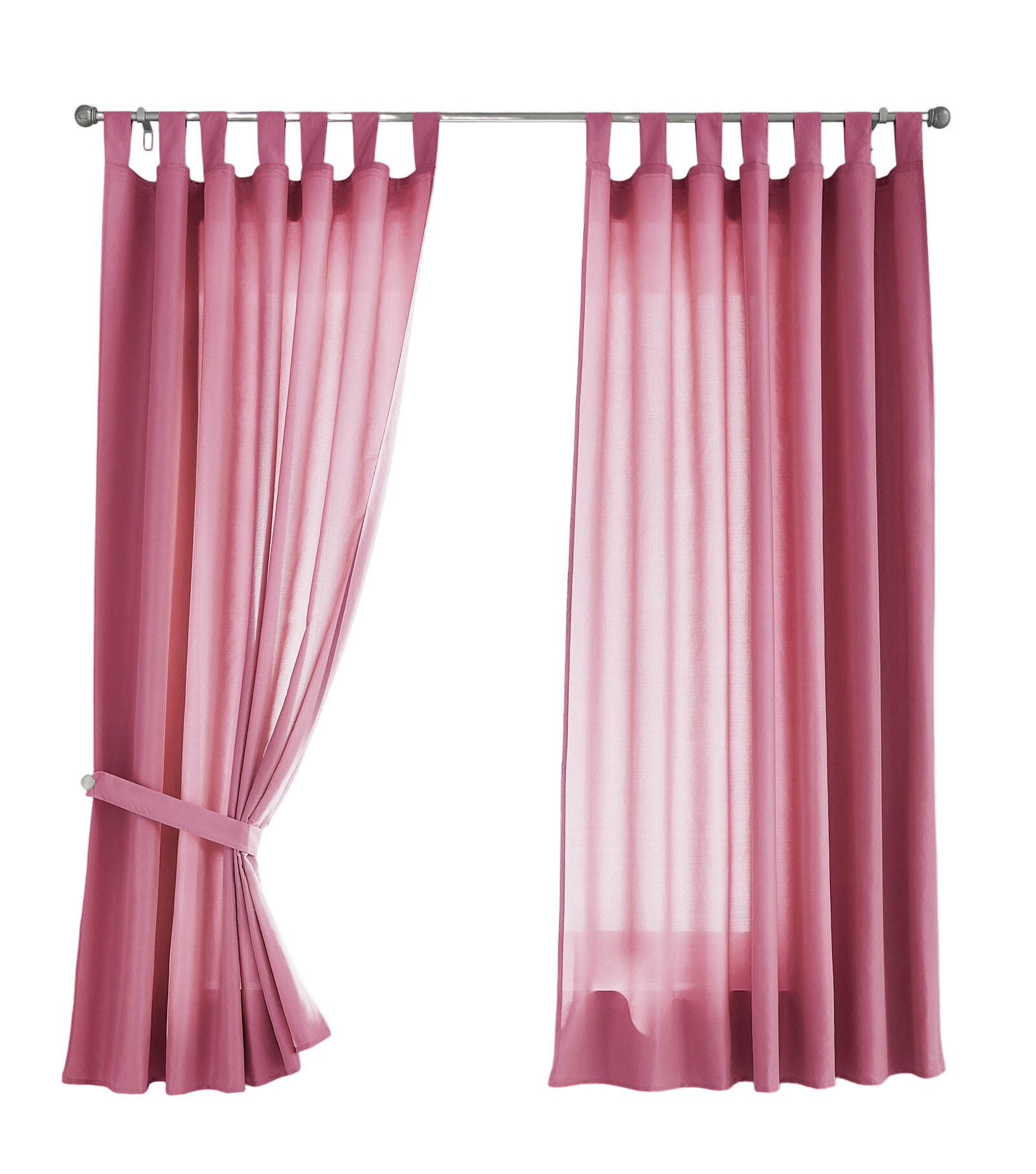 VORHANG 2ER SET POTSDAM HxB 175x140 cm Pink - Pink, Textil (140/175cm) - Gardinenbox
