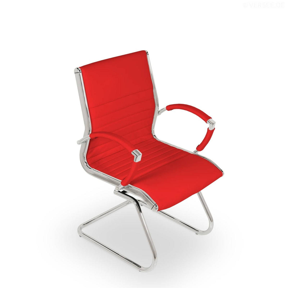 BESUCHERSTUHL Montreal Echtleder Rot – ergonomisch, 150 kg belastbar - Rot, Leder/Metall (60/95/60cm) - Versee