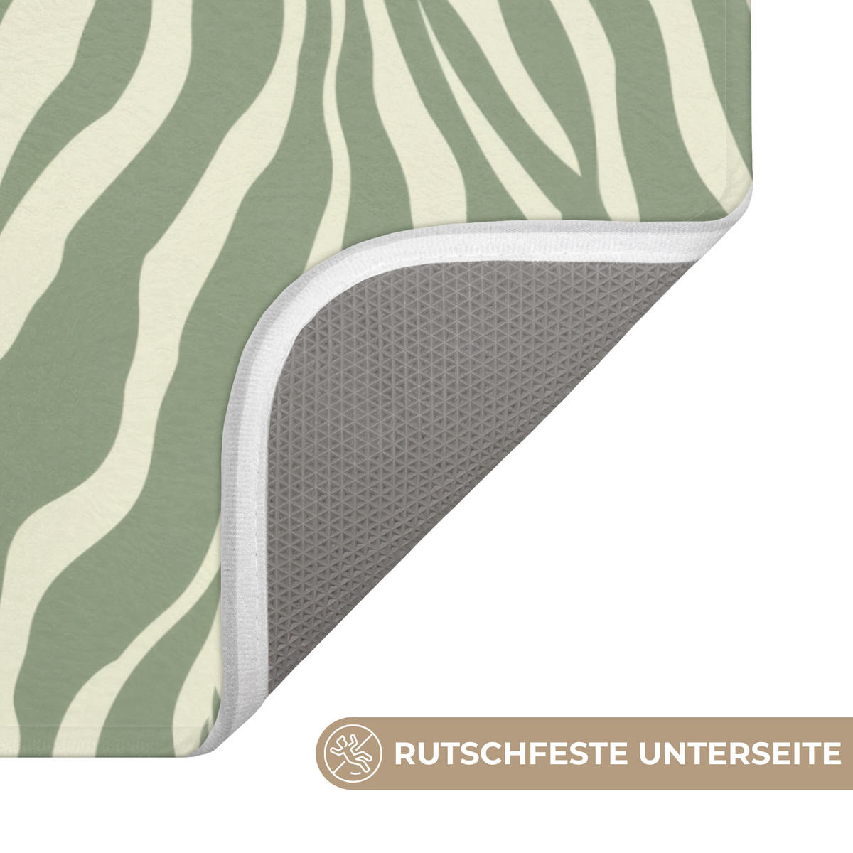 KOUPELNOVÁ PŘEDLOŽKA Zebra - Motiv - zelená 80x50 cm - šalvějově zelená, textil/plast (80/50cm)
