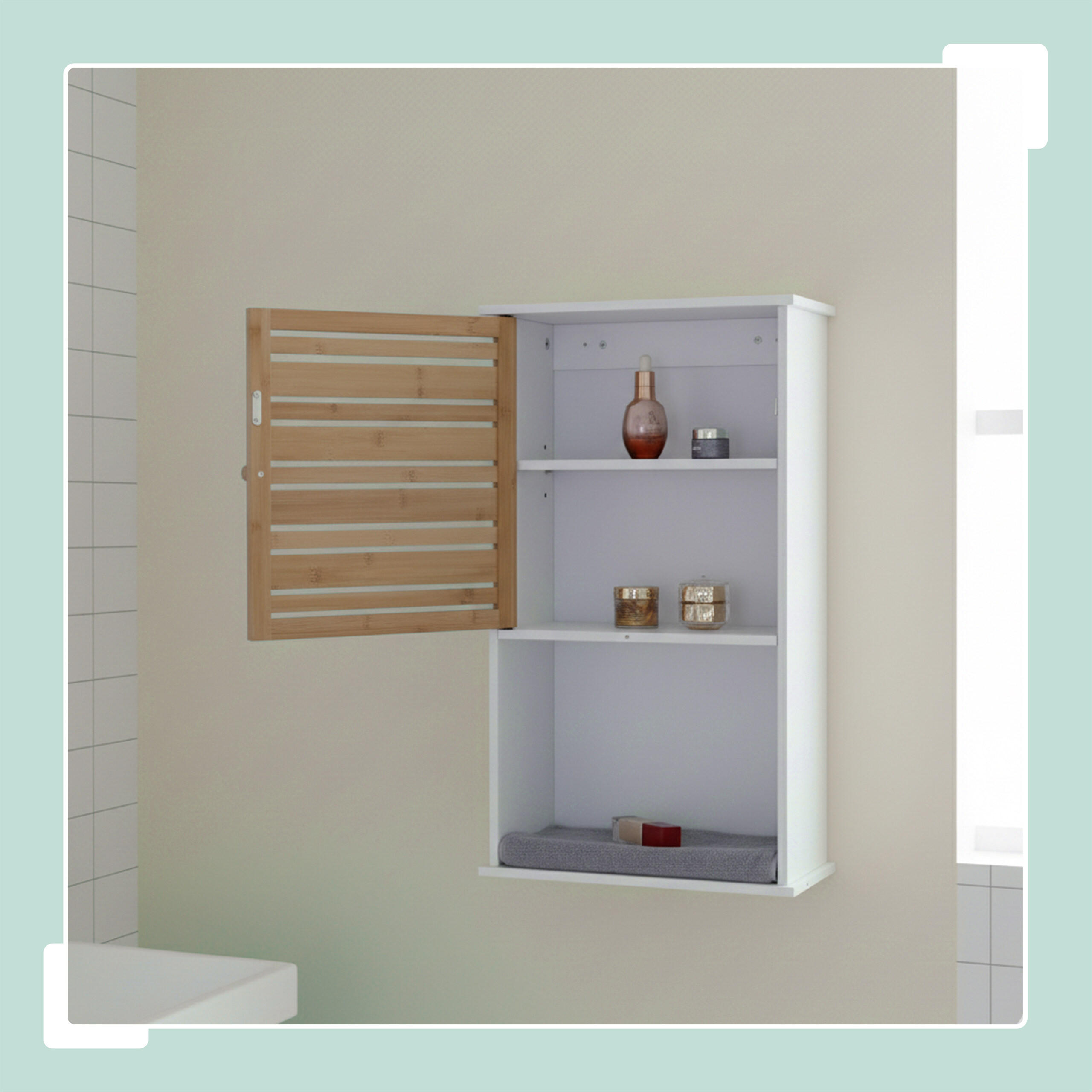 HÄNGESCHRANK - Silberfarben/Weiß, Holz/Holzwerkstoff (40/70/20cm) - Relaxdays