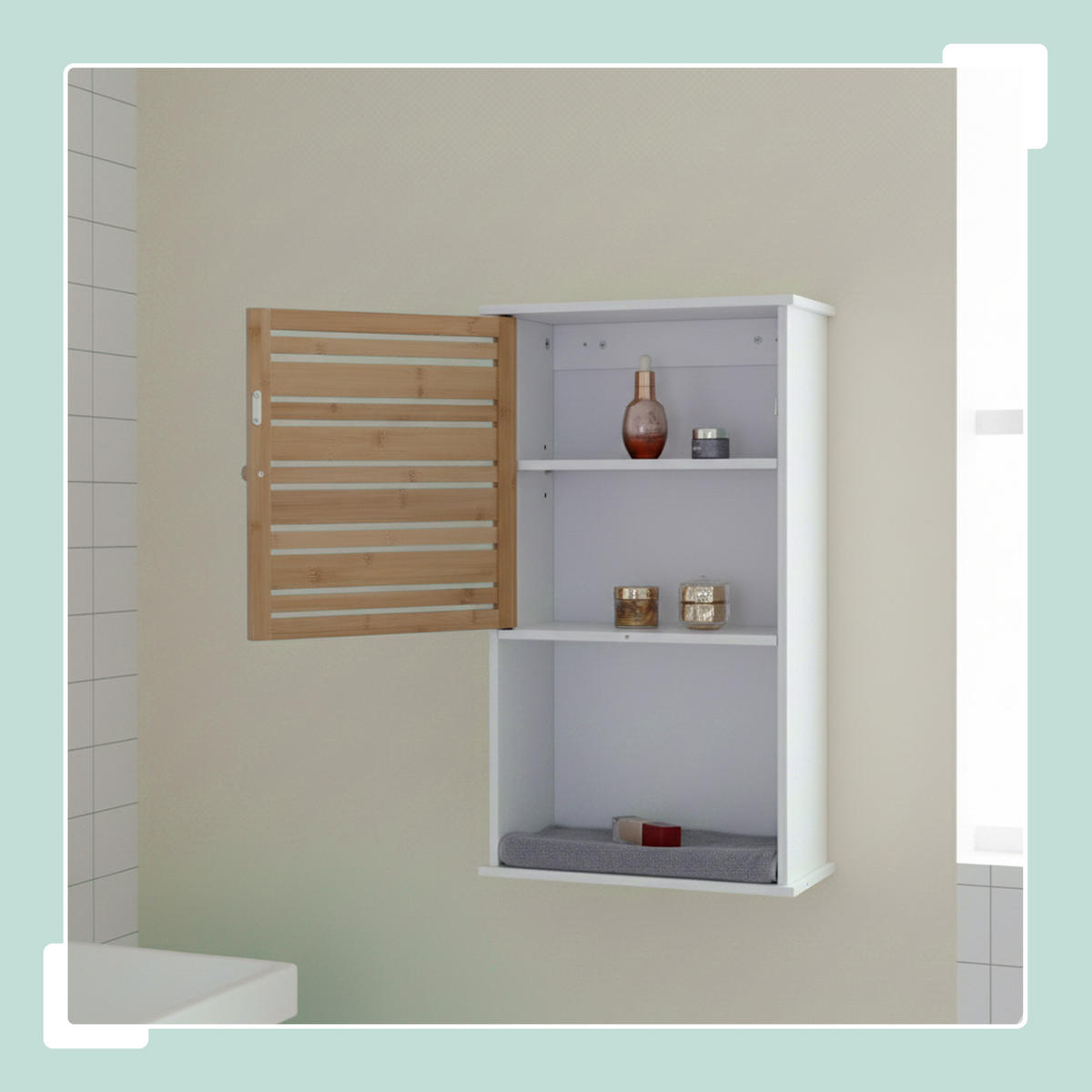 HÄNGESCHRANK - Silberfarben/Weiß, Holz/Holzwerkstoff (40/70/20cm) - Relaxdays