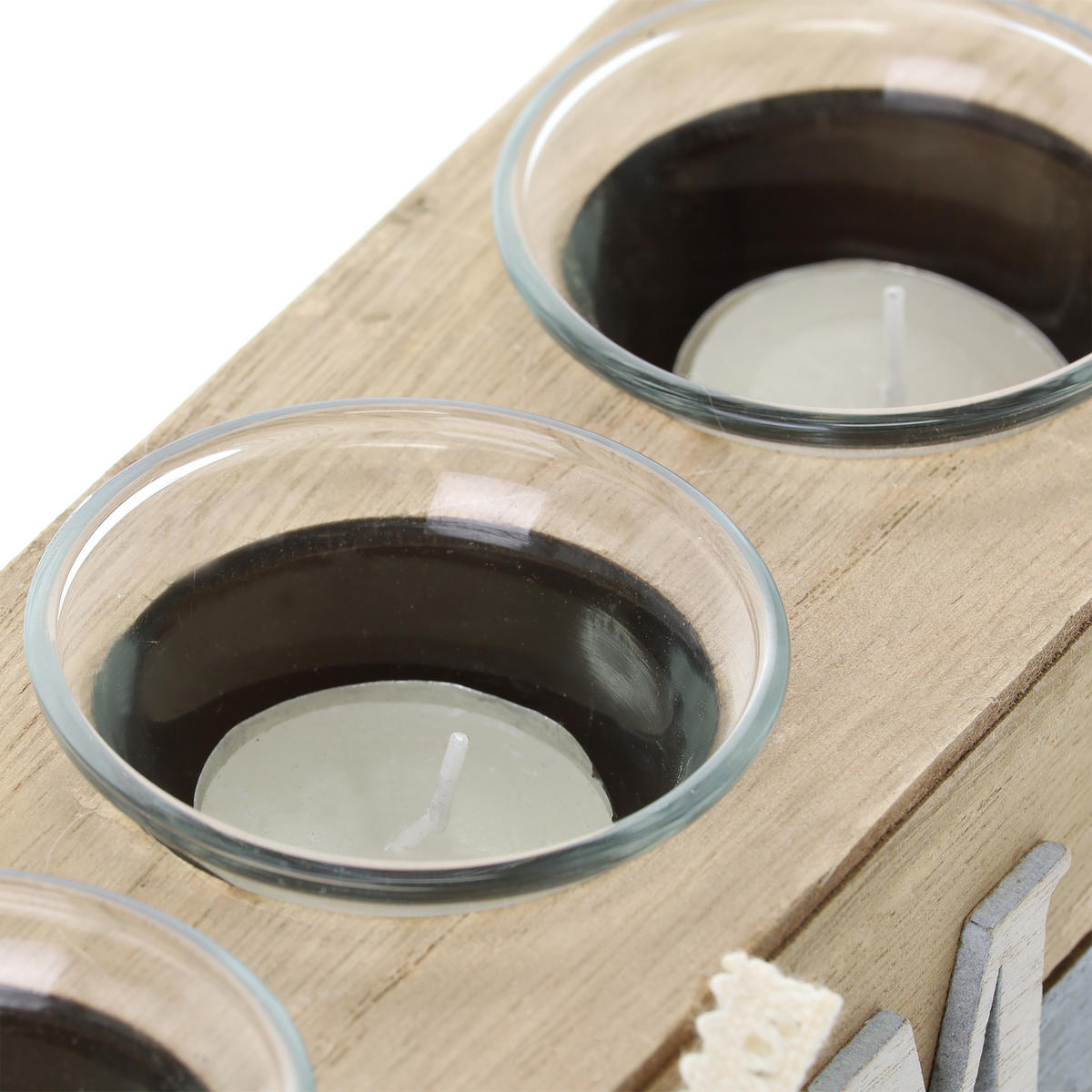 TEELICHTHALTER - Multicolor, Glas/Holzwerkstoff (8cm) - Relaxdays