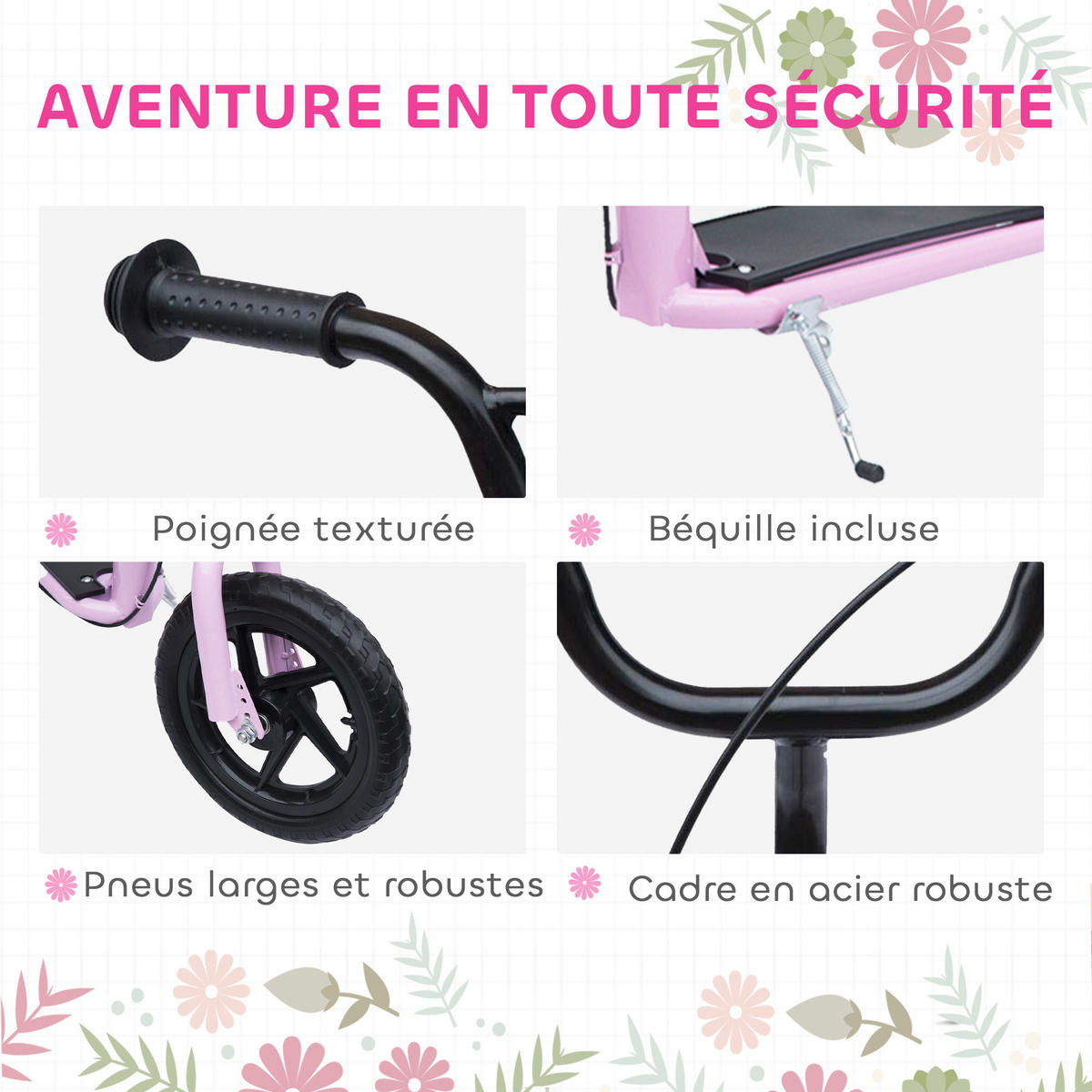 KINDERROLLER DE-16938 30 cm EVA-Reifen höhenverstellbar Pink - Pink, Metall (120/52/88cm) - ComfortXL