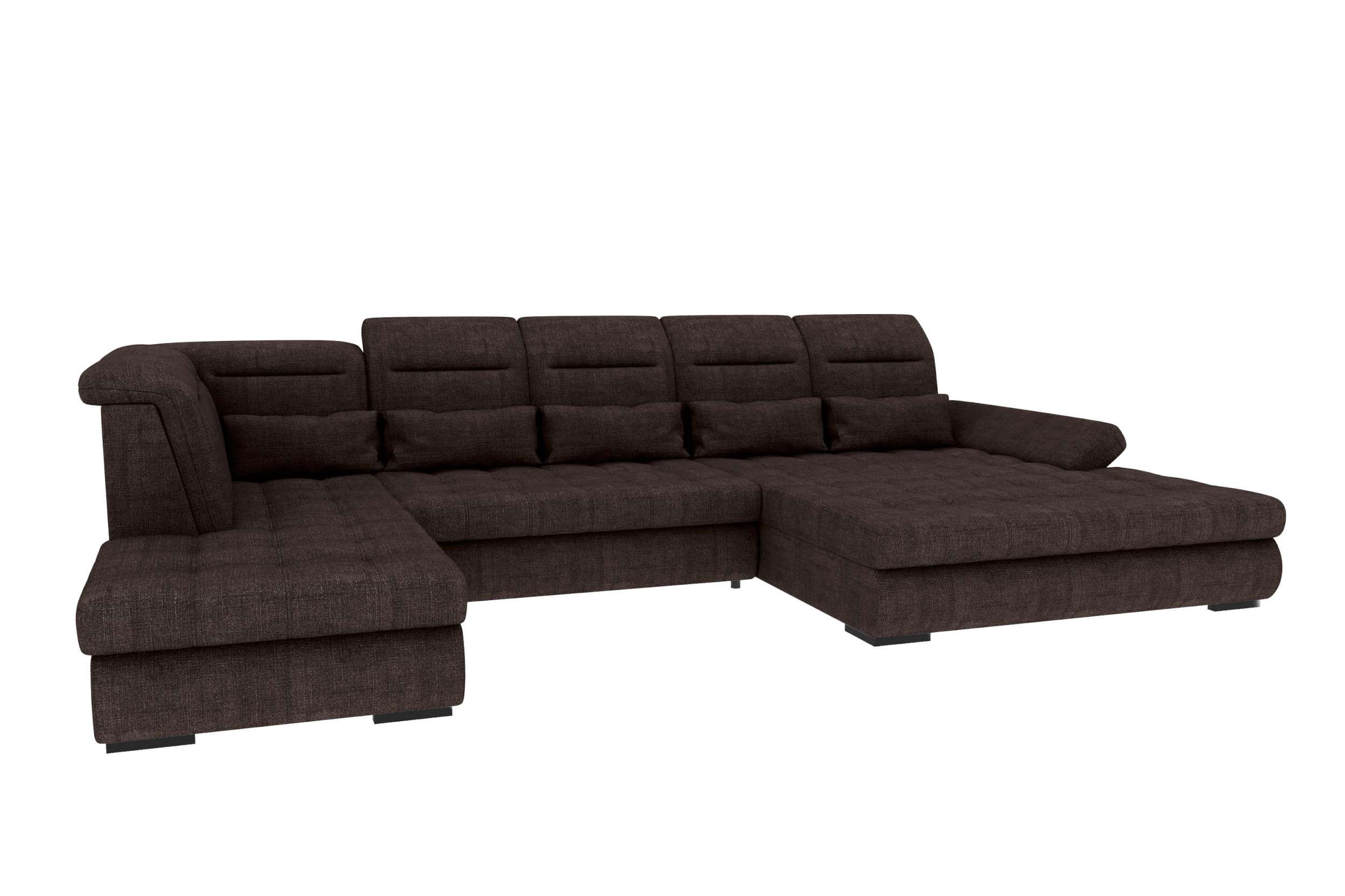 WOHNLANDSCHAFT Toscana Velours inkl. Schlaffunktion - Braun, Textil (358/87/208cm) - 99rooms