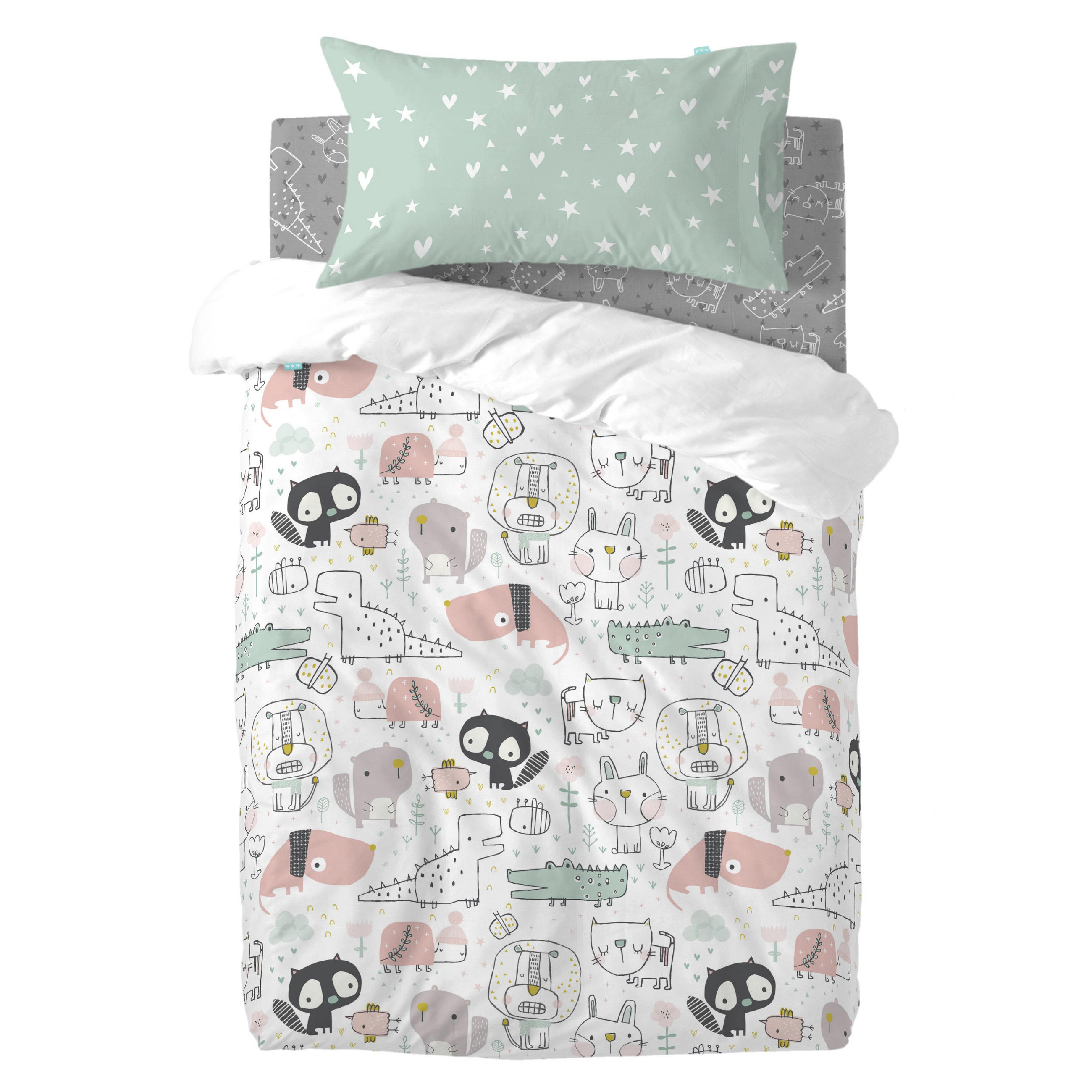 BETTBEZUG 2er-Set teiliges best buddies 115x145 cm (kinderbett) mehrfarbig - Multicolor, Textil (115/145cm) - Happy Friday