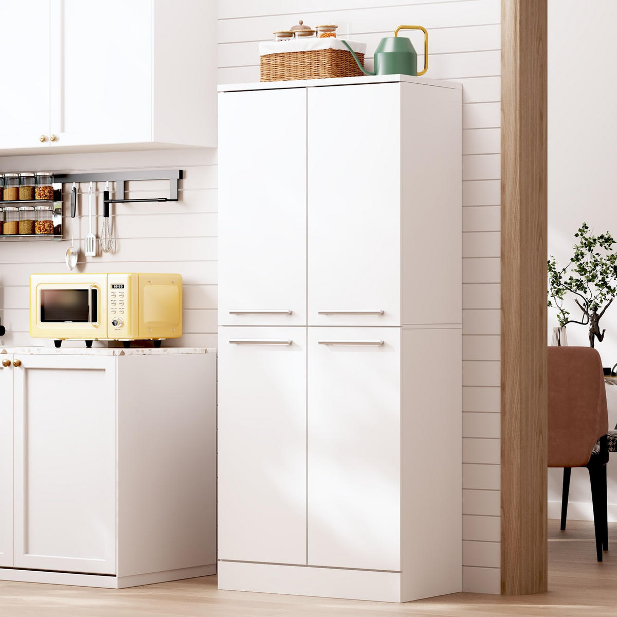 BUFFET 42/76/180 cm Weiß aus MDF mit verstellbaren Böden - Weiß, Holzwerkstoff (42/180/76cm) - OKWISH