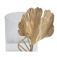 METALL-KERZENHALTER Blattmotiv Leaf 12/17/21 cm - Goldfarben, Metall (17/21/12cm) - Mauro Ferretti