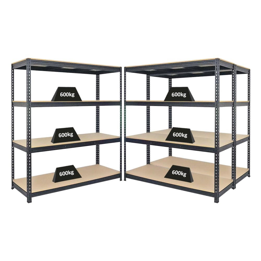 SCHWERLASTREGAL Bison 3er-Set mit 3x 200x180x60 cm 4 Fachböden Fachlast 600 kg Schwarz - Schwarz, Metall (540/200/60cm) - PROREGAL