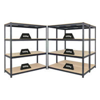 SCHWERLASTREGAL Bison 3er-Set mit 3x 200x180x60 cm 4 Fachböden Fachlast 600 kg Schwarz - Schwarz, Metall (540/200/60cm) - PROREGAL