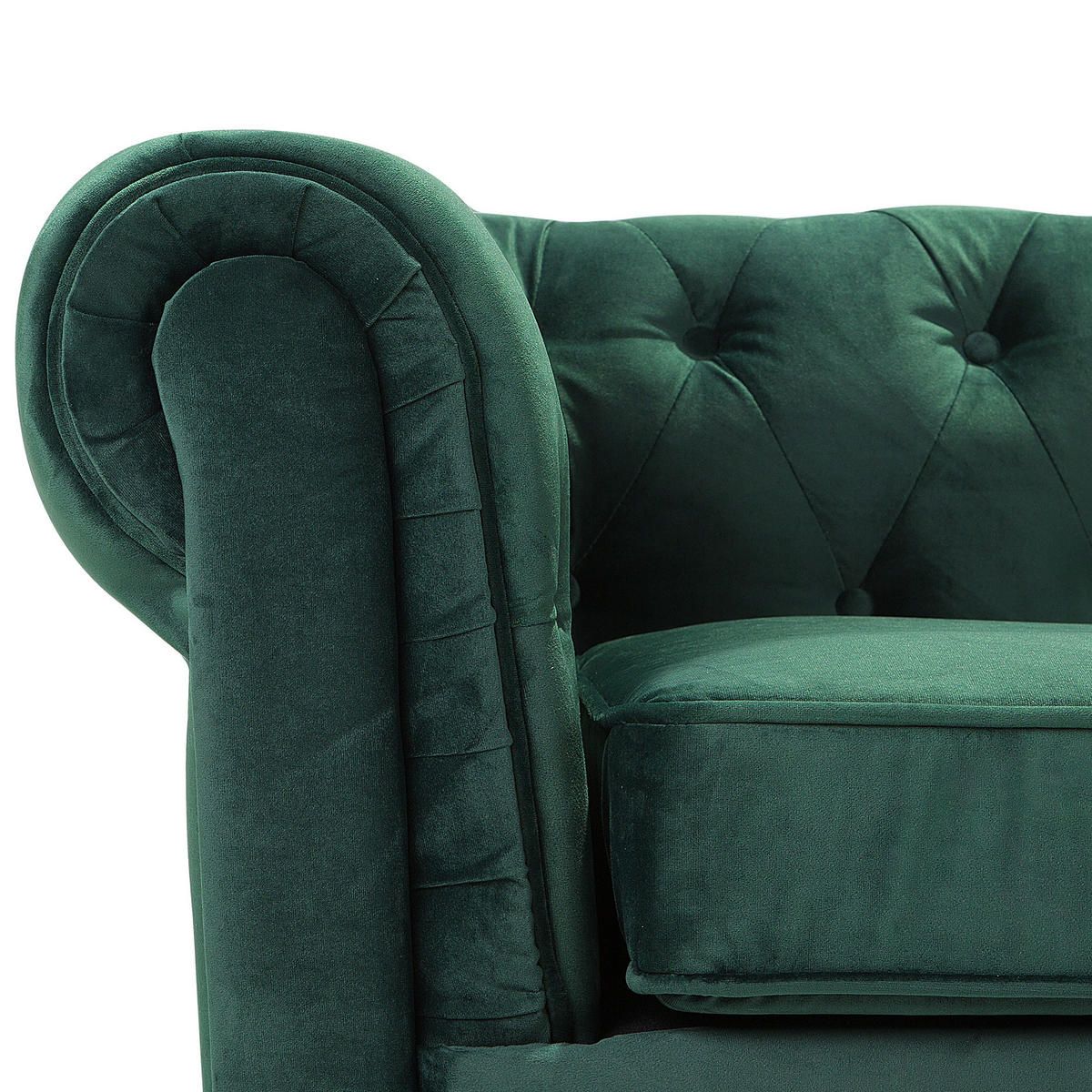 SESSEL Samtstoff grün Chesterfield - Dunkelbraun/Grün, Textil (110/70/75cm) - Beliani