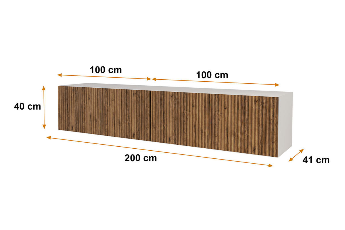 LOWBOARD NOA-2-W 2x100x40x41 cm - Weiß / Katania - Eiche Wotan, Holzwerkstoff (200/40/41cm) - ALTDECOR