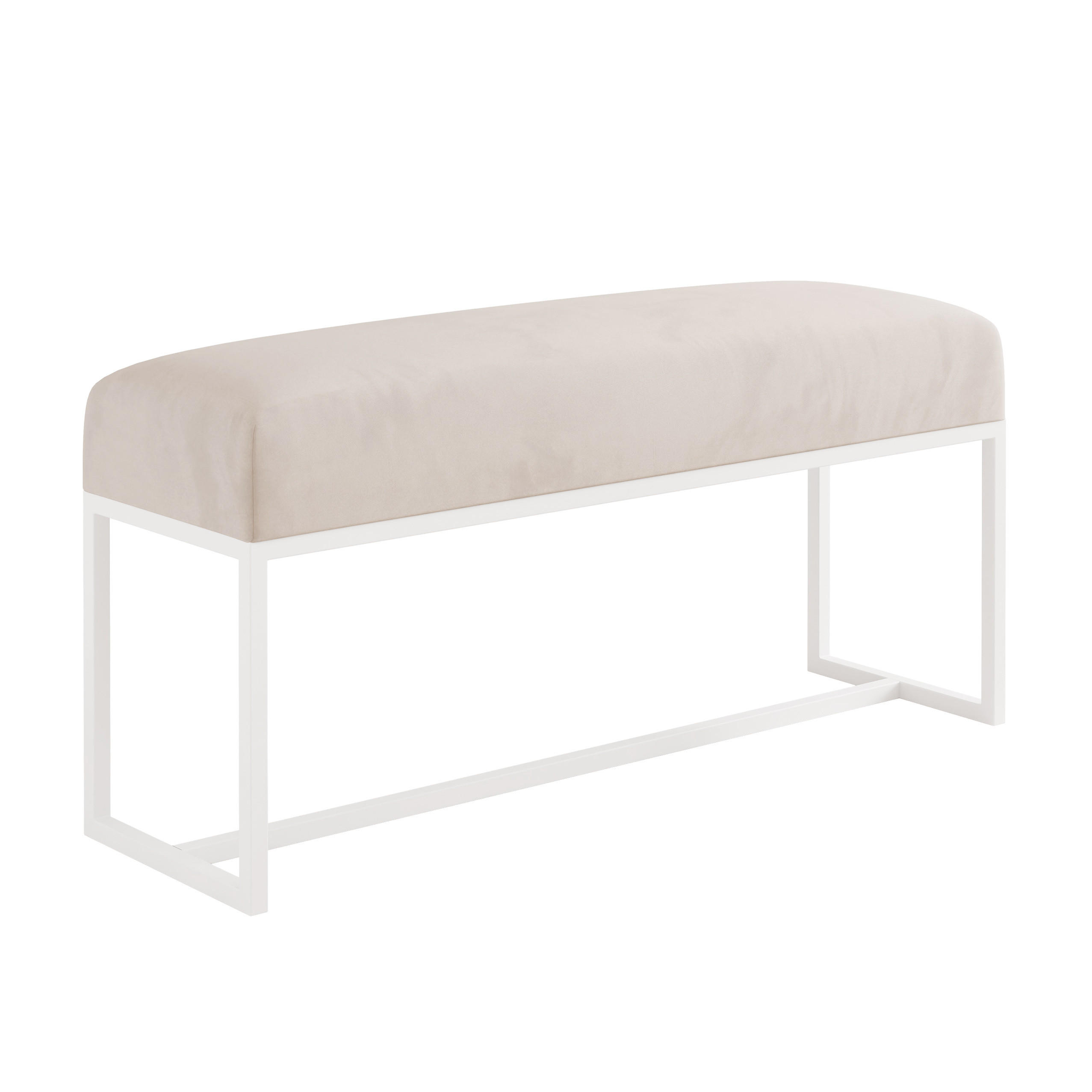 POLSTERBANK MUSE 100 cm Weiß / Creme ,Metallgestell - Creme, Metall (100/47/30cm) - Idohome