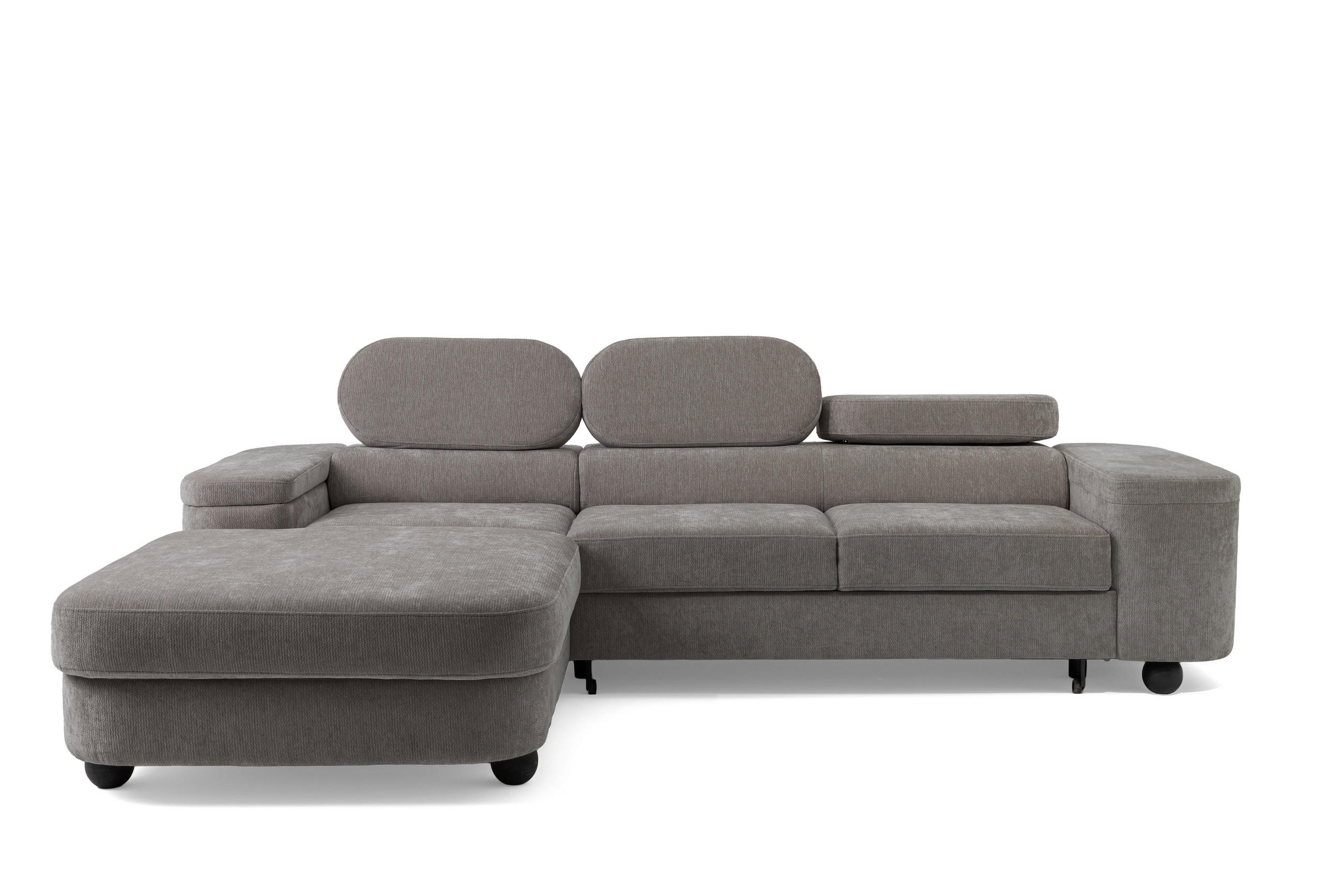 ECKSOFA LOVE L Links mit Schlaffunktion 124x210 Chenille Grau - Schwarz/Grau, Holz/Textil (284/205cm) - Muffo