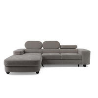 ECKSOFA LOVE L Links mit Schlaffunktion 124x210 Chenille Grau - Schwarz/Grau, Holz/Textil (284/205cm) - Muffo