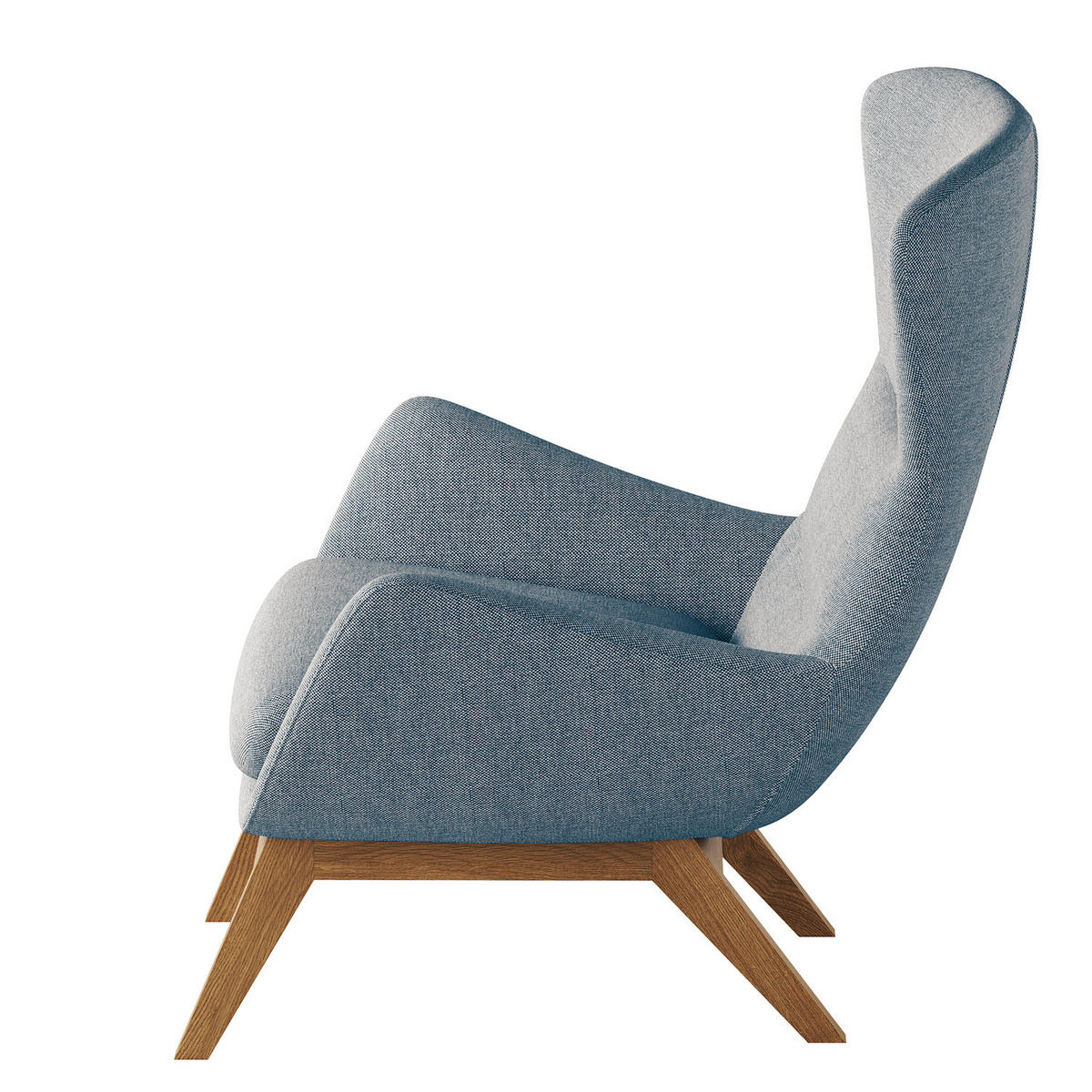 SESSEL mit Holzfüßen - Blau/Eichefarben, Eichenholz/Textil (84/99/96cm) - home24