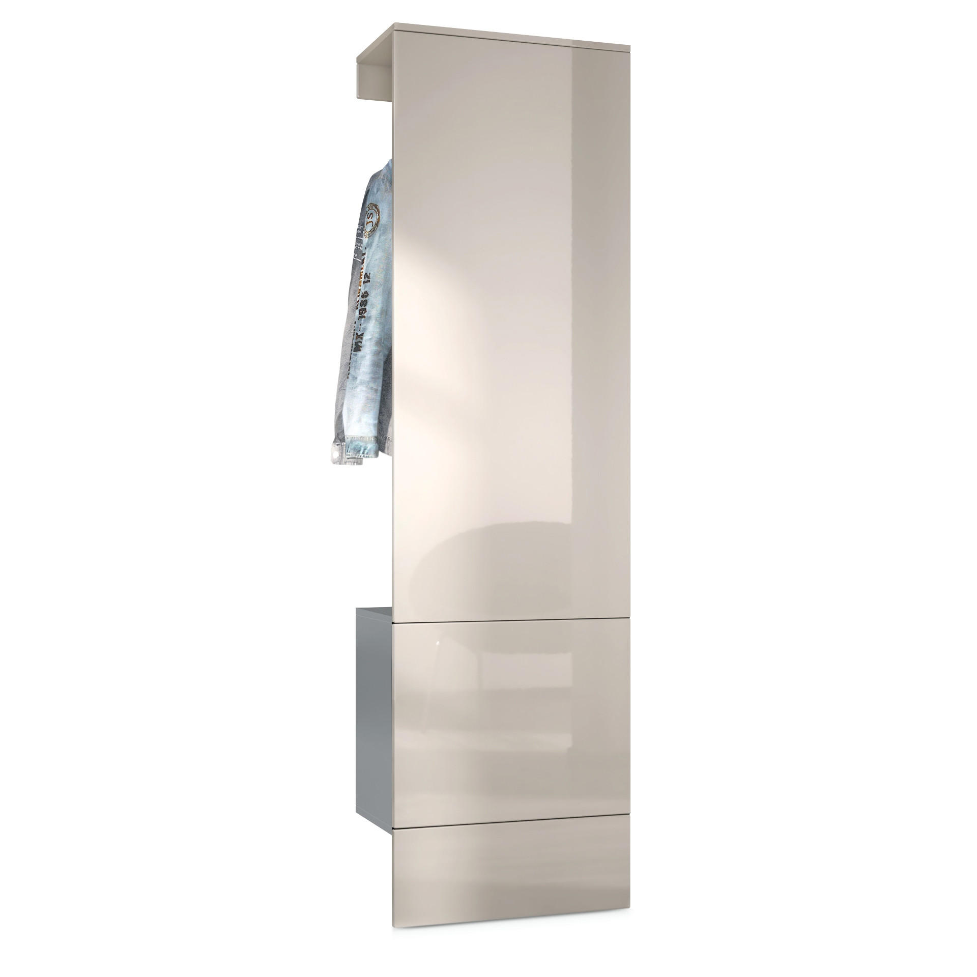 GARDEROBE Carlton Paneel in Sandgrau Hochglanz - Sandfarben, Holzwerkstoff (52/193/35cm) - Vladon