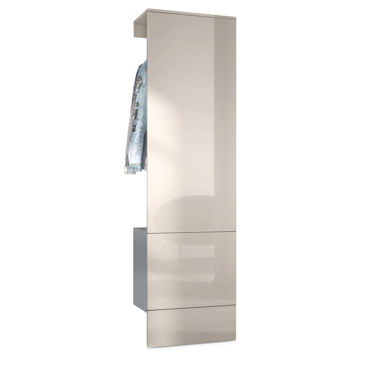 GARDEROBE Carlton Paneel in Sandgrau Hochglanz - Sandfarben, Holzwerkstoff (52/193/35cm) - Vladon