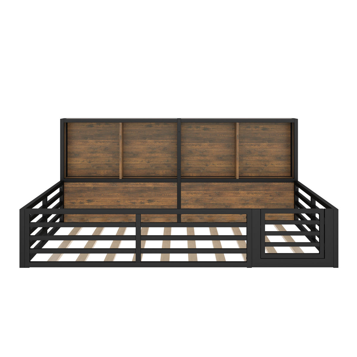 KINDERBETT aus MDF & Metall 140x200 cm in Schwarz mit LED-Beleuchtung - Schwarz, Metall (140/200cm) - Modfu