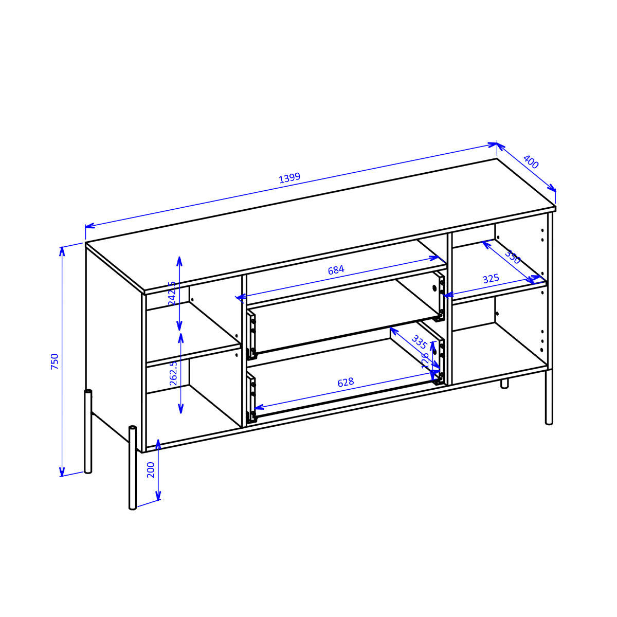 SIDEBOARD Lucilla Dřevo - hnědá, kompozitní dřevo (140/75/40cm) - Petits-meubles
