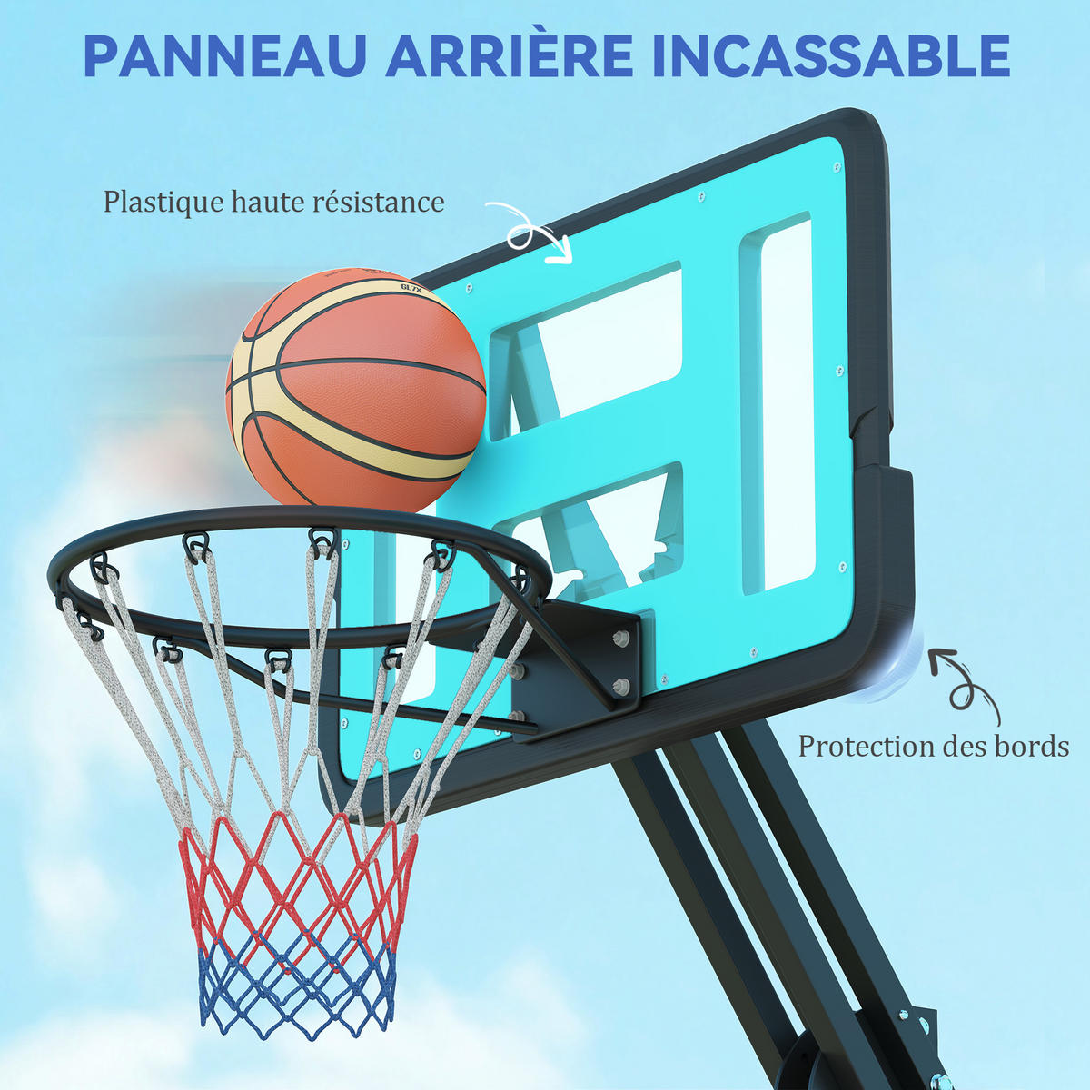 BASKETBALLKORB DE-18524 höhenverstellbar 146-236 cm Schwarz - Schwarz, Metall (55.5/74.5cm) - ComfortXL