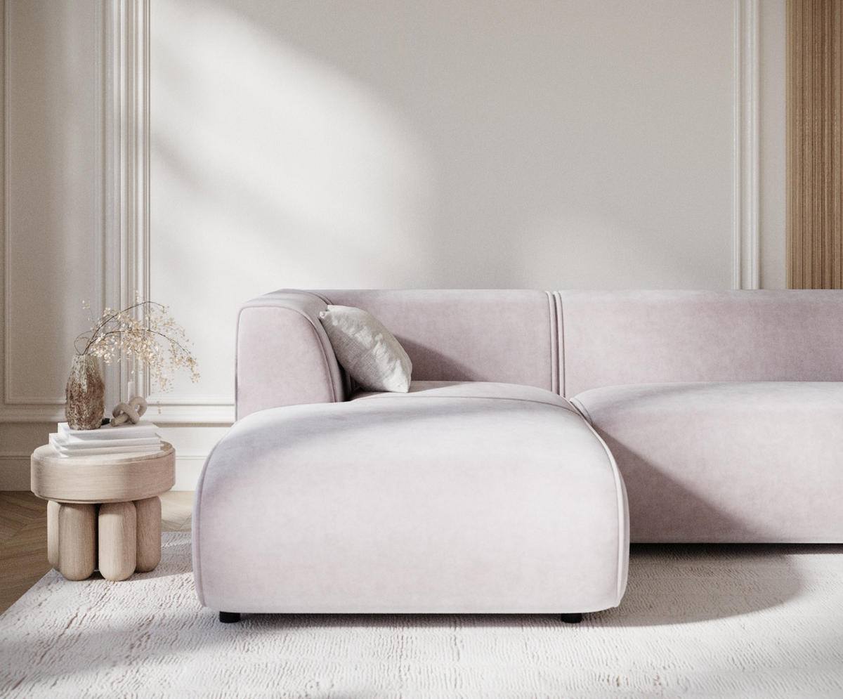 ECKSOFA Melani Lila Samtstoff - Flieder/Schwarz, Holz/Holzwerkstoff (253/153cm) - Maison de Reve