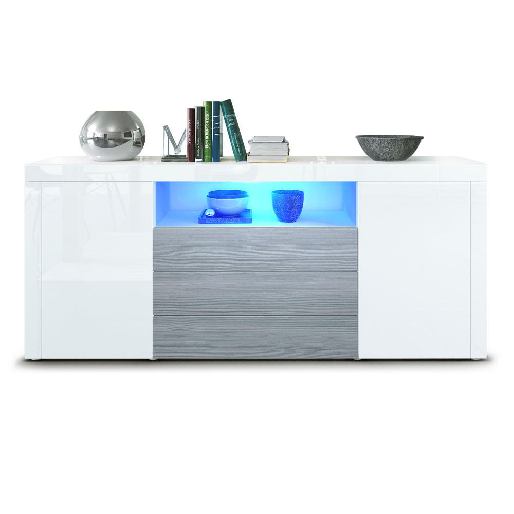 SIDEBOARD Santiago Weiß Hochglanz / Avola-Anthrazit - Weiß Hochglanz, Holzwerkstoff (167/72/35cm) - Vladon