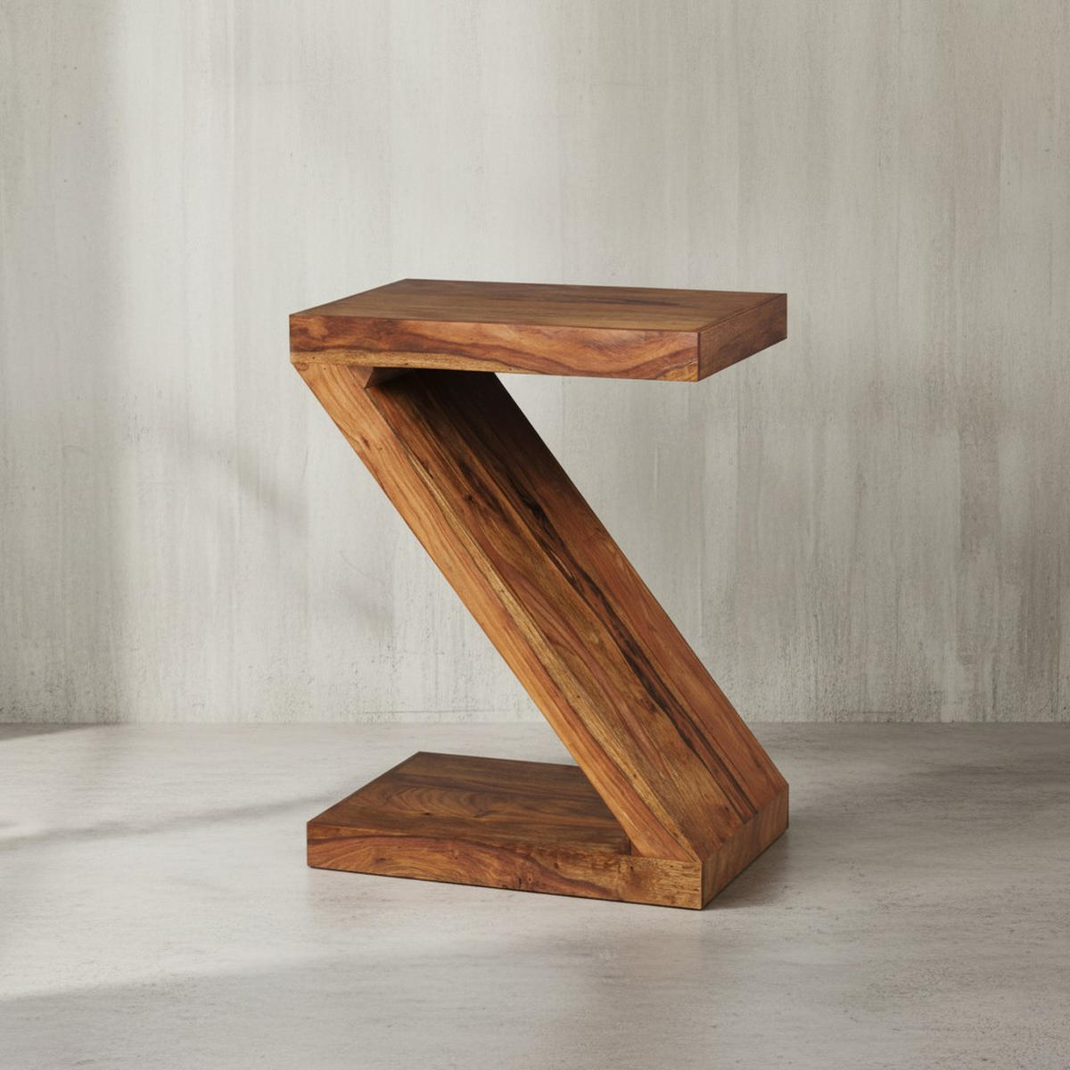 BEISTELLTISCH Massivholz Z-Form Handgefertigt, Braun 44x30x59 cm - Braun, Holz (30/44/59cm) - KADIMA DESIGN