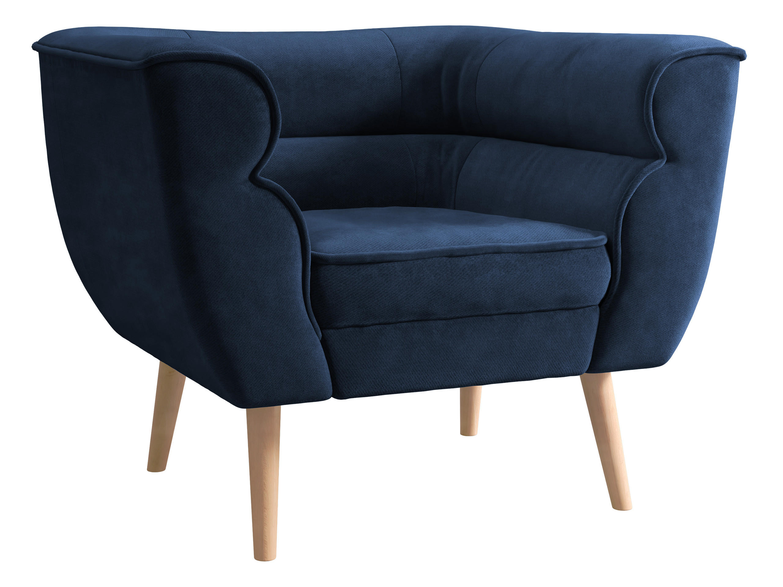 SESSEL Bal 1 - Naturfarben/Dunkelblau, Holz/Textil (82/75/74cm) - MIRJAN24