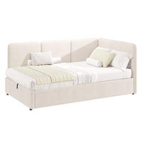POLSTERBETT 90x200 Hydraulik Samt Beige - Beige, Textil (90/200cm) - FLIEKS
