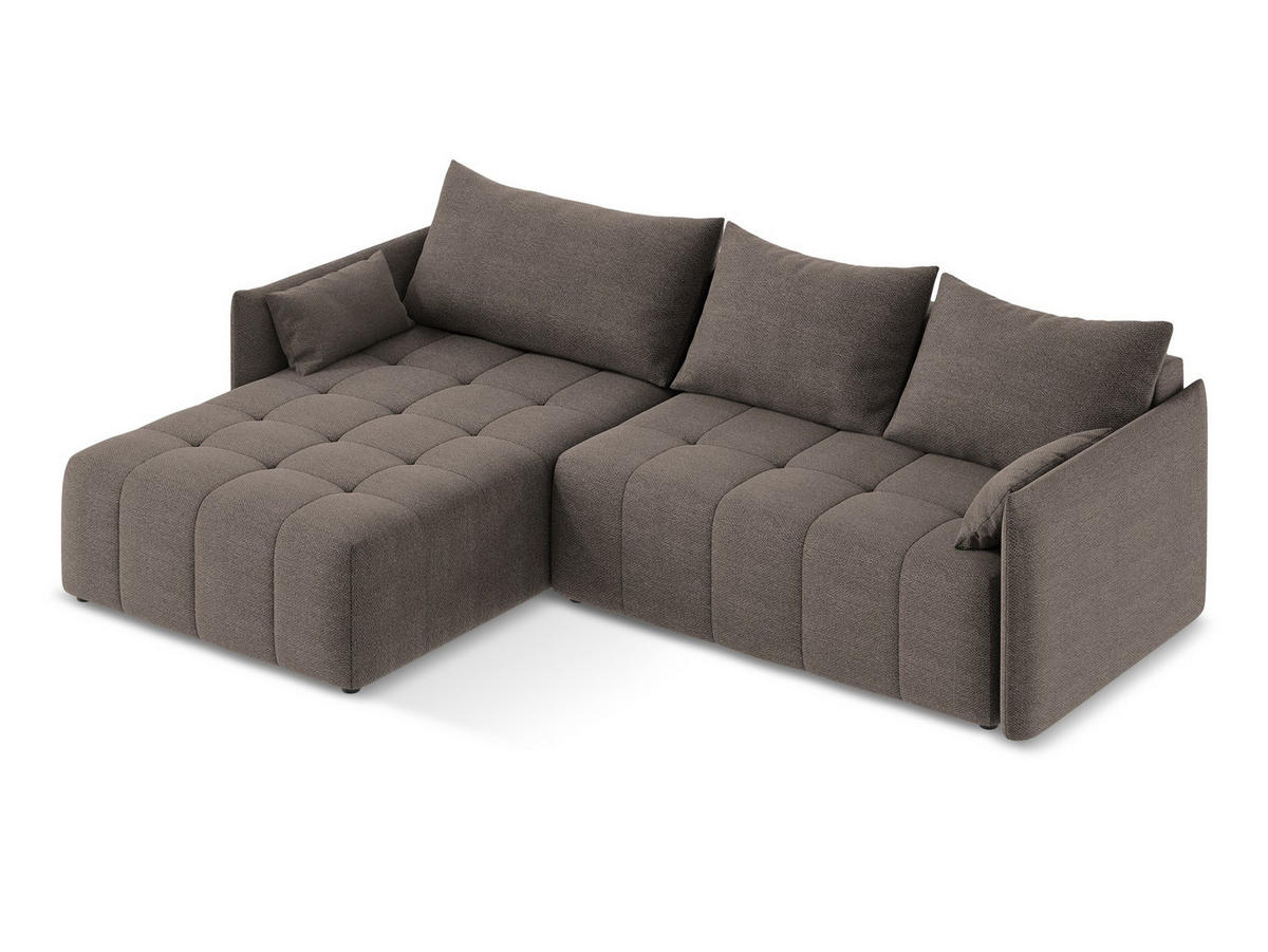 ECKSOFA Links Bouclé Stoff Grau - Hellgrau/Schwarz, Holzwerkstoff/Kunststoff (248/166cm) - Makamii