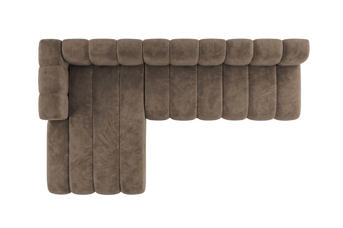 ECKSOFA Modulares In L-Form, Velvet-Stoff Riviera, Braun, Links, GRAND 295 cm - Braun, Holz (295/179cm) - Kaiser Möbel