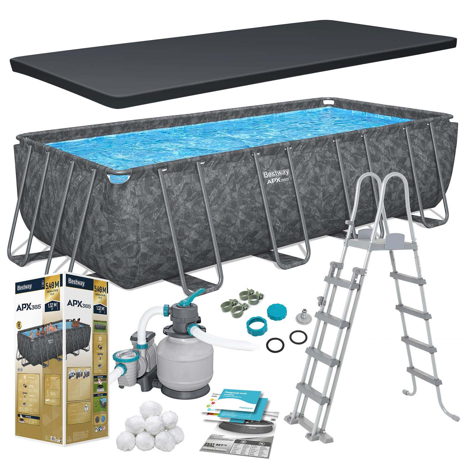 POOL SET 549 x 274 x 132 cm, 11in1 - 561KA - Blau, Textil (549/132/274cm)