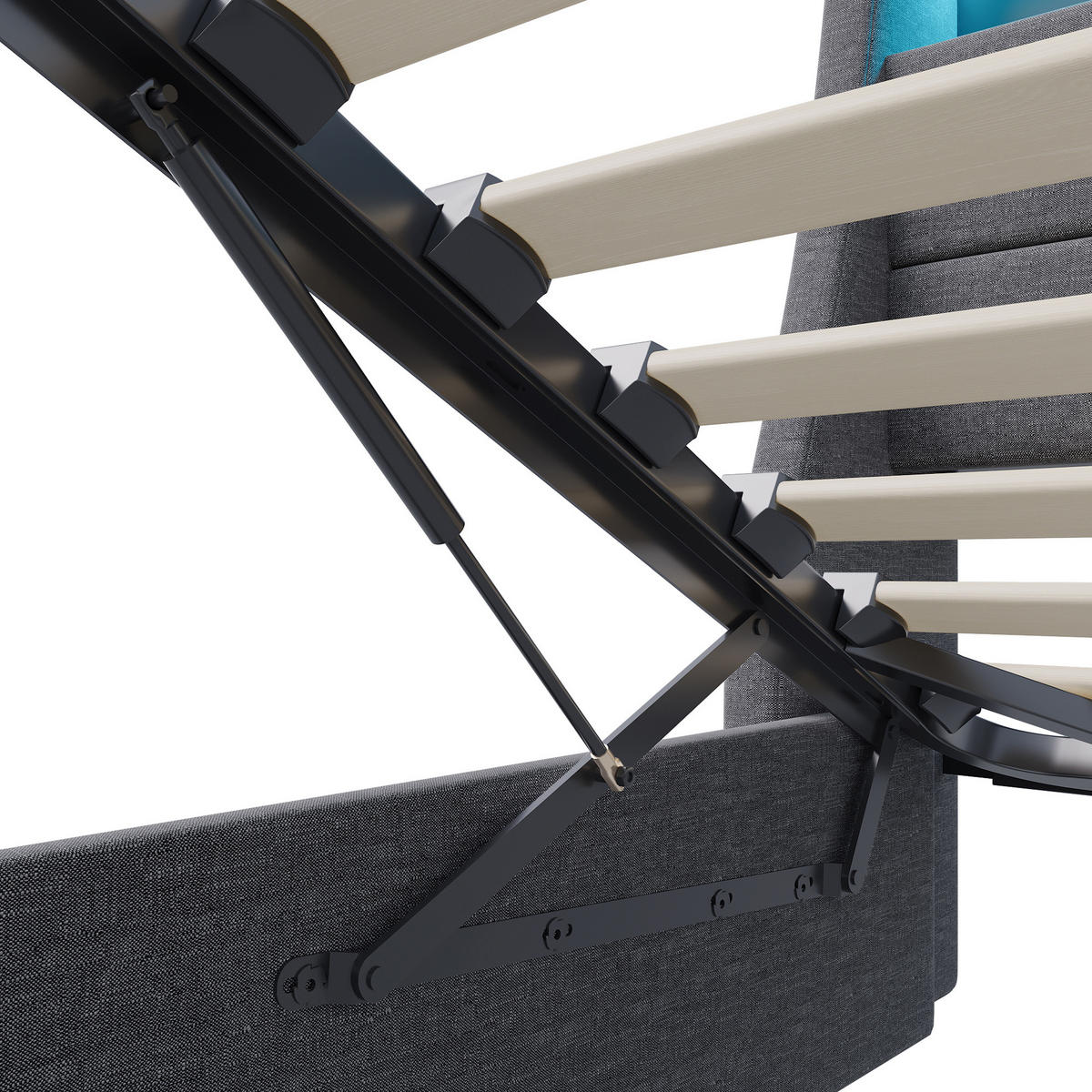 POLSTERBETT 140x200 cm mit Bettkasten, Doppelbett 140x200 cm mit LED und USB, Stauraumbett mit Hydraulik, Grau Leinenstoff - Grau, Glas/Holzwerkstoff (140/200cm) - GENKI LIVING