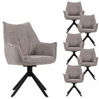 ESSZIMMERSTUHL 6-er Set Ginosa hellgrau drehbar - Beige/Hellgrau, Textil/Metall (62/90/66cm) - Mr. Deko