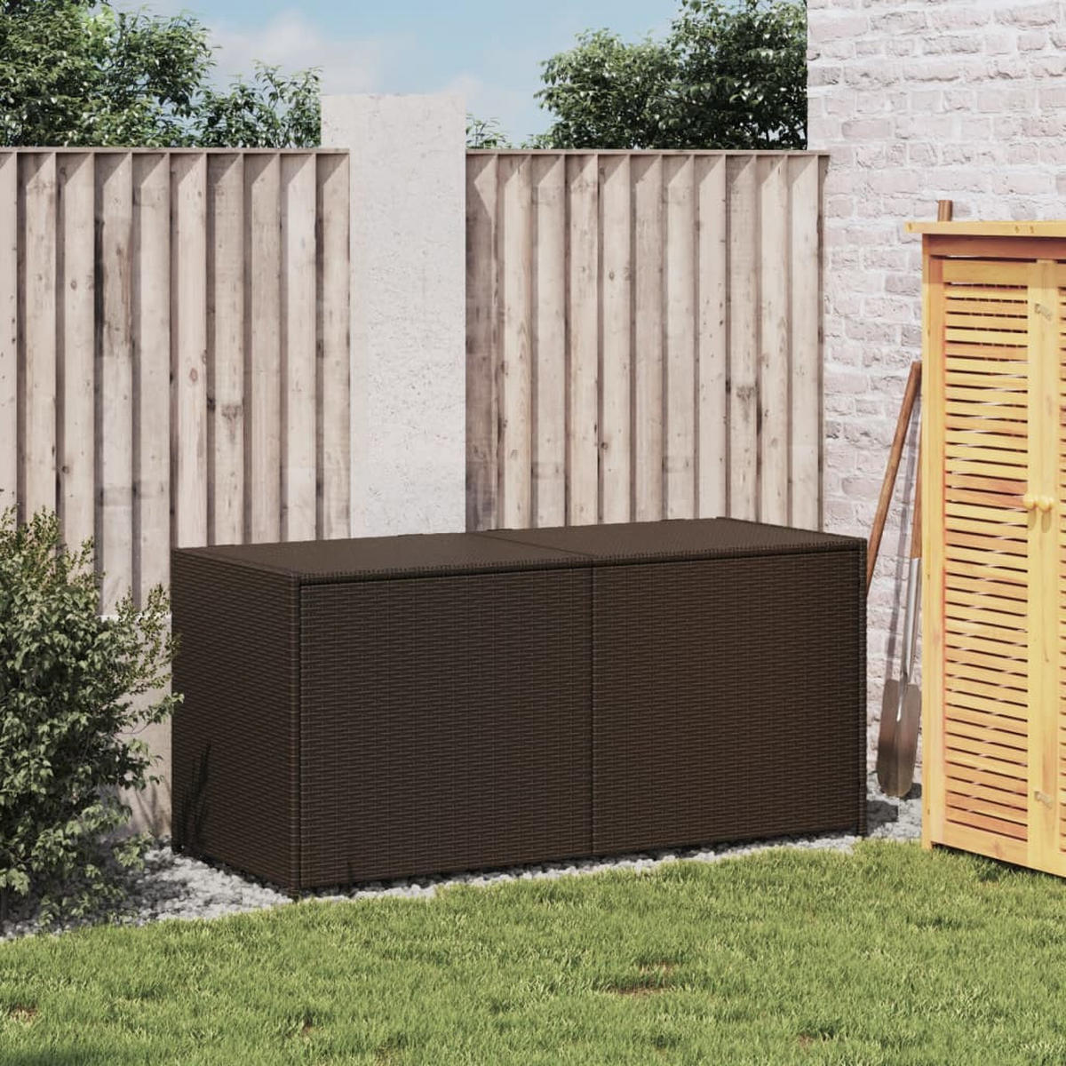GARTENTRUHE Braun 283L Poly Rattan - Braun, Kunststoff (120/102/50cm) - furnicato
