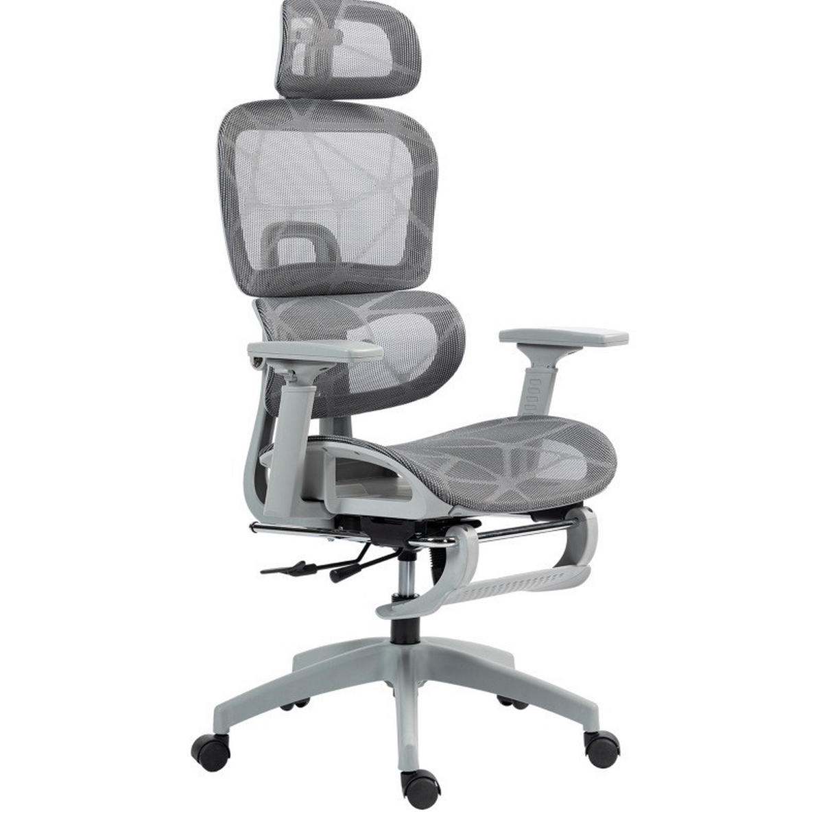 DREHSTUHL 66/64/114-122 cm, ergonomisch verstellbar, neigbar bis 135°, Grau - Grau, Kunststoff (64/122/66cm) - Redom