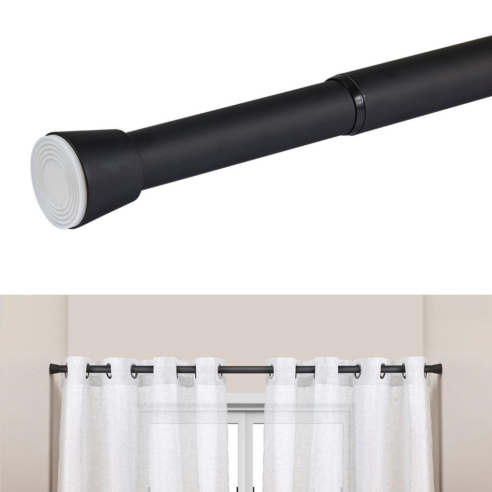 TELESKOP-VORHANGSTANGE mit Spannbefestigung Ø28 mm – Schwarz (70–120 cm) - Schwarz, Metall (2.8/120cm) - STORESDECO